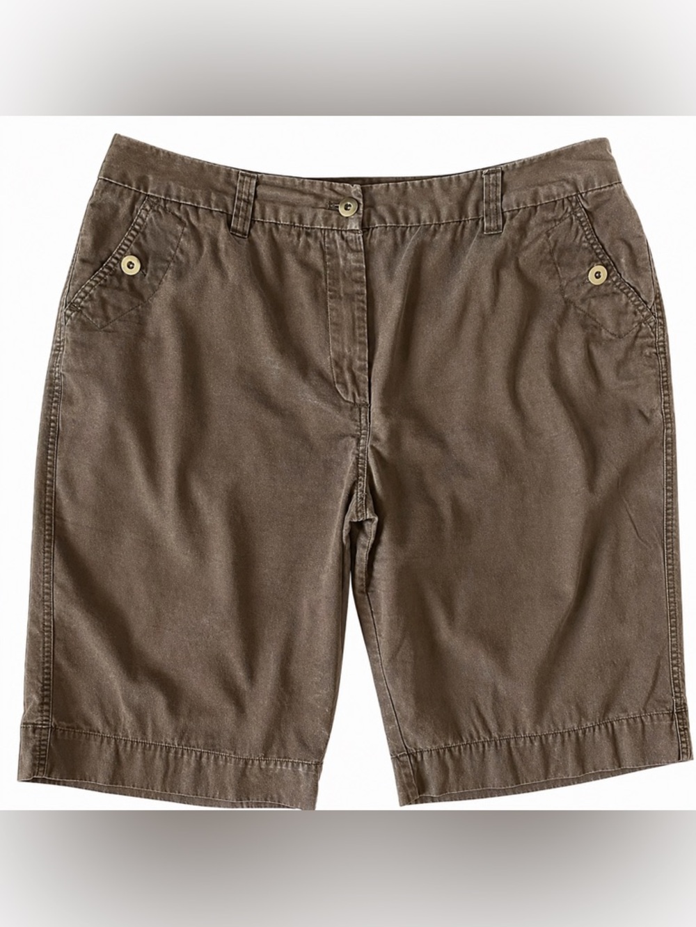 Chico's Brown Cotton Shorts with Label Detail Size 3